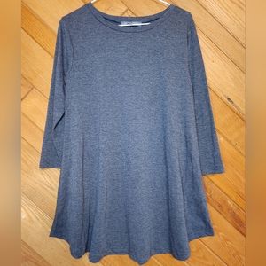 Jamby Styles solid dark gray large quarter length sleeve casual blouse